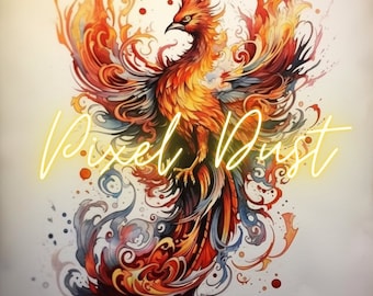 Phoenix Rising Digital Pack - Set of 4 Designs for Stunning Prints and Tattoos