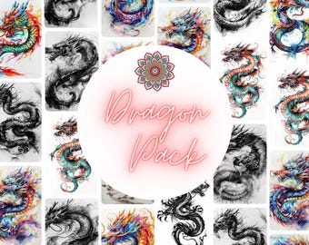 Japanese Dragon Tattoo Collection - Set of 20 Digital Art Prints