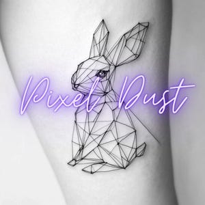 Double the Charm - Geometric Rabbit Tattoo Designs (Set of 2 Black Ink)