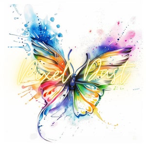 Watercolor Butterfly Tattoo Collection 2 - Set of 6 Digital Art Prints