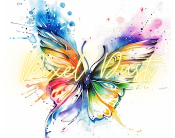 水彩蝶タトゥーコレクション 2 - デジタルアートプリント 6 枚セット