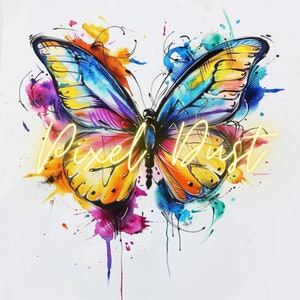 Watercolor Butterfly Tattoo Collection - Set of 5 Digital Art Prints
