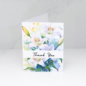 Watercolor Lilies In bloom &quot;Thank You&quot; Card