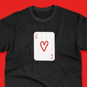 100% コットン製の子供用ハートのエース T シャツ。トランプの絵柄。