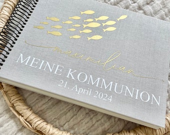 Fotoalbum | Erinnerungsalbum aus Leinen - Kommunion | Konfirmation | Taufe | Hochzeit