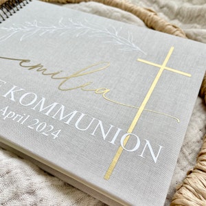 Fotoalbum Erinnerungsalbum aus Leinen Kommunion Konfirmation Taufe Hochzeit Bild 3