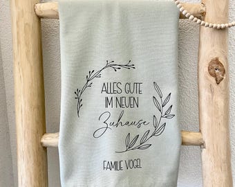 Geschirrtuch Einzug | Geschenk zum Einzug | personalisiertes Geschenk für die Küche