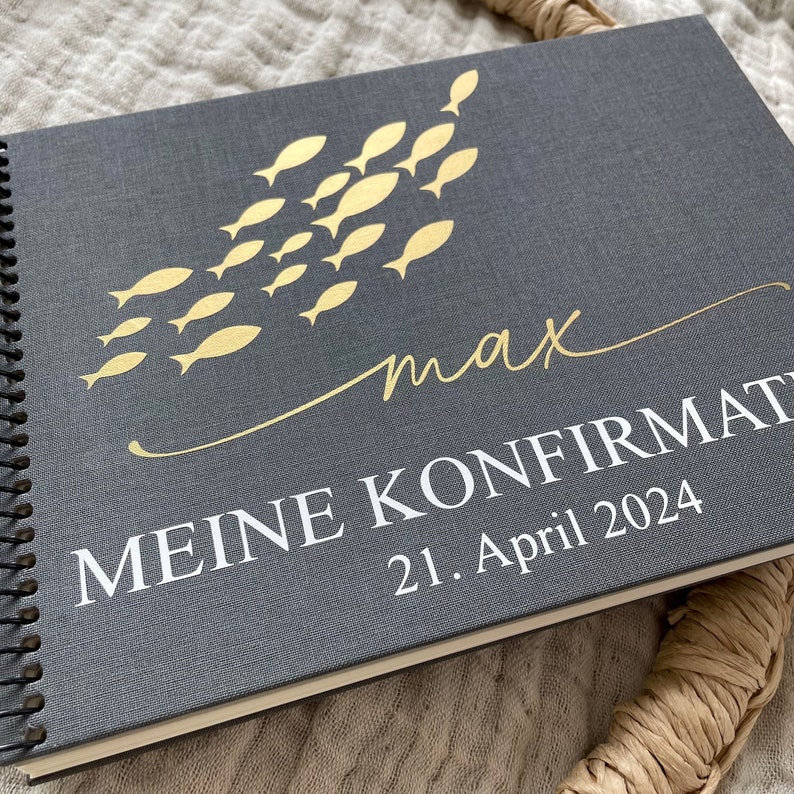 Fotoalbum Erinnerungsalbum aus Leinen Kommunion Konfirmation Taufe Hochzeit Bild 2