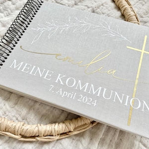 Fotoalbum Erinnerungsalbum aus Leinen Kommunion Konfirmation Taufe Hochzeit Bild 9
