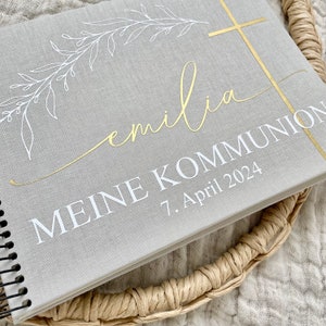 Fotoalbum Erinnerungsalbum aus Leinen Kommunion Konfirmation Taufe Hochzeit Bild 2