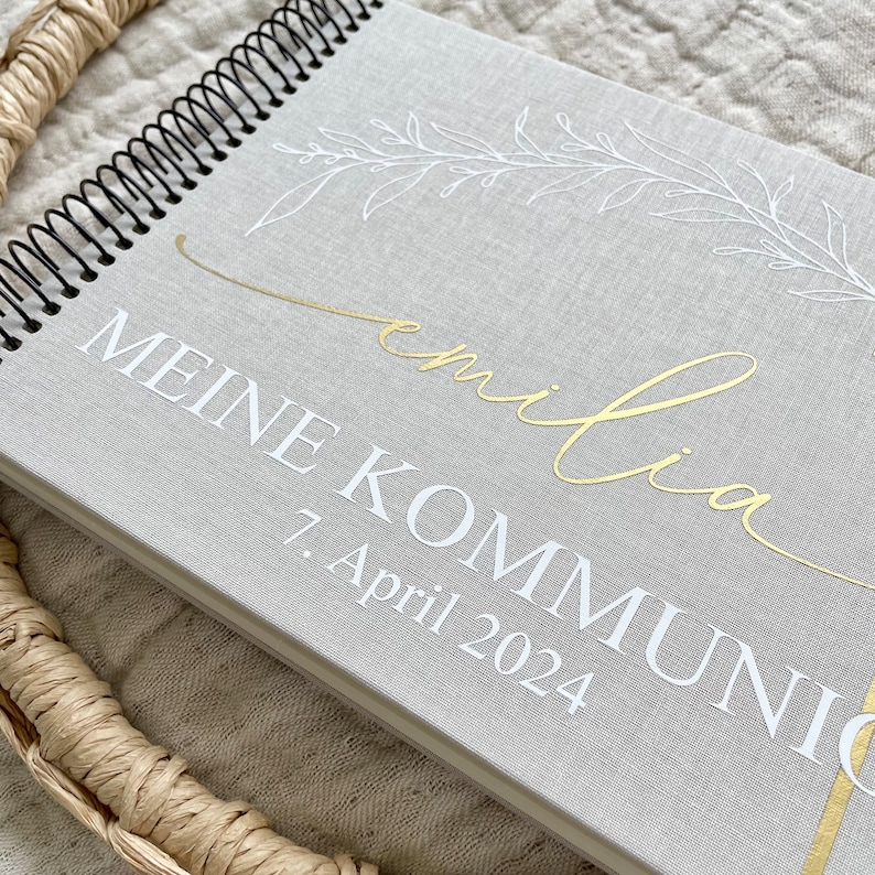 Fotoalbum Erinnerungsalbum aus Leinen Kommunion Konfirmation Taufe Hochzeit Bild 5