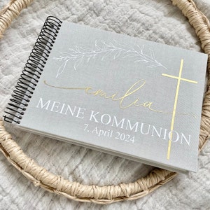 Fotoalbum Erinnerungsalbum aus Leinen Kommunion Konfirmation Taufe Hochzeit Bild 1