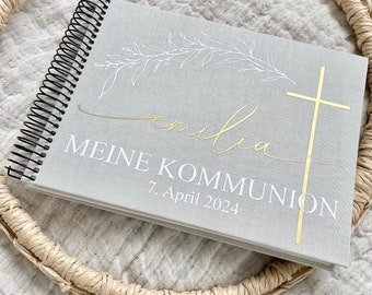 Fotoalbum | Erinnerungsalbum aus Leinen - Kommunion | Konfirmation | Taufe | Hochzeit