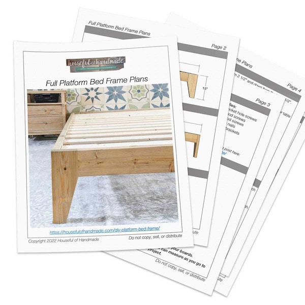 Full Platform Bed Frame Woodworking Plans - Easy Bed Frame PDF Plans
