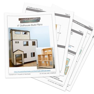 4&#39; Dollhouse Woodworking Plans - PDF Build Plans for 11&quot; Dolls House