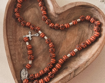 Sports-Themed Catholic Rosary with Jewelry Pouch