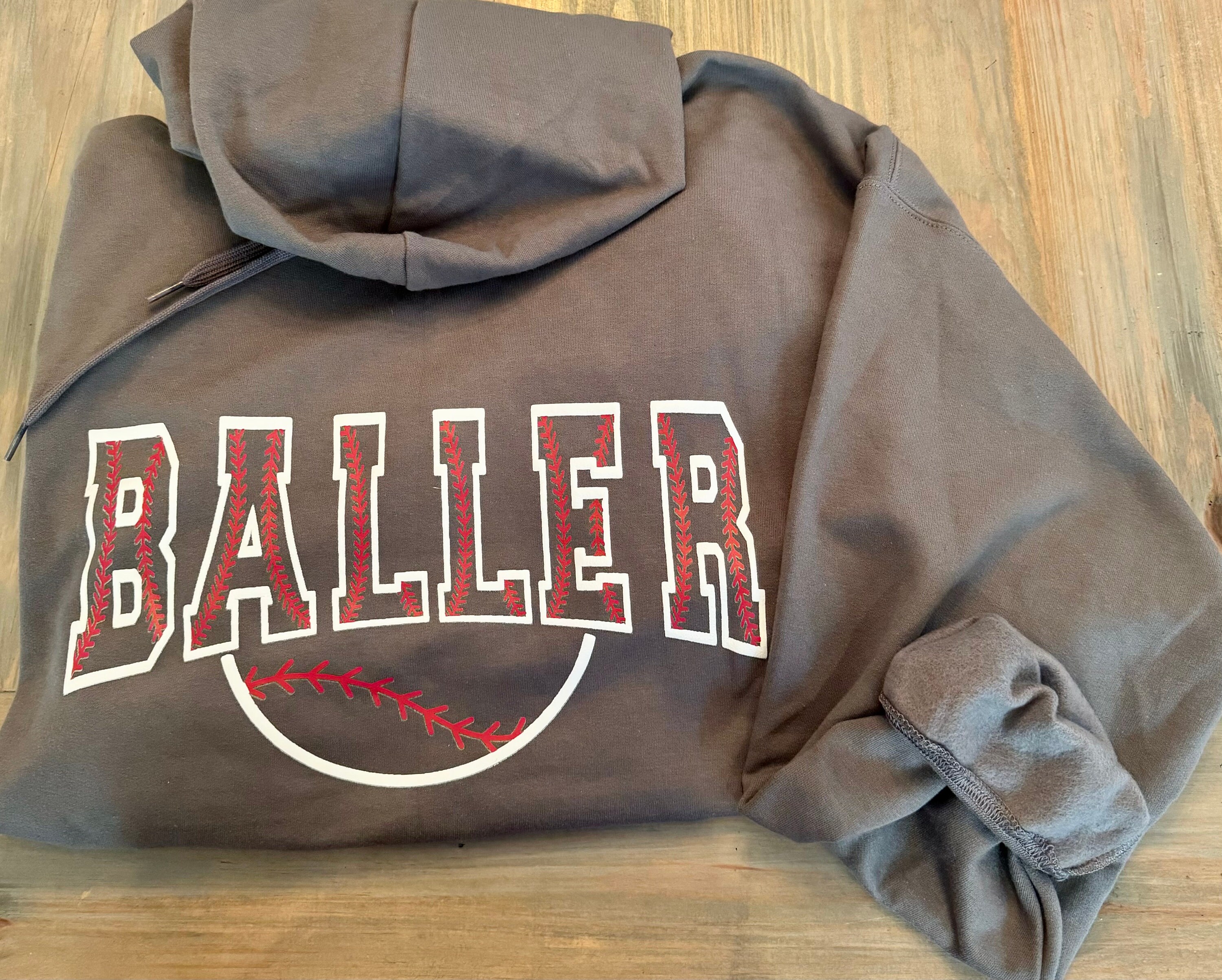 Women's Baseball Print Hoodie - Lace Up V Neck Pullover Sweatshirt With Pocket - View #6