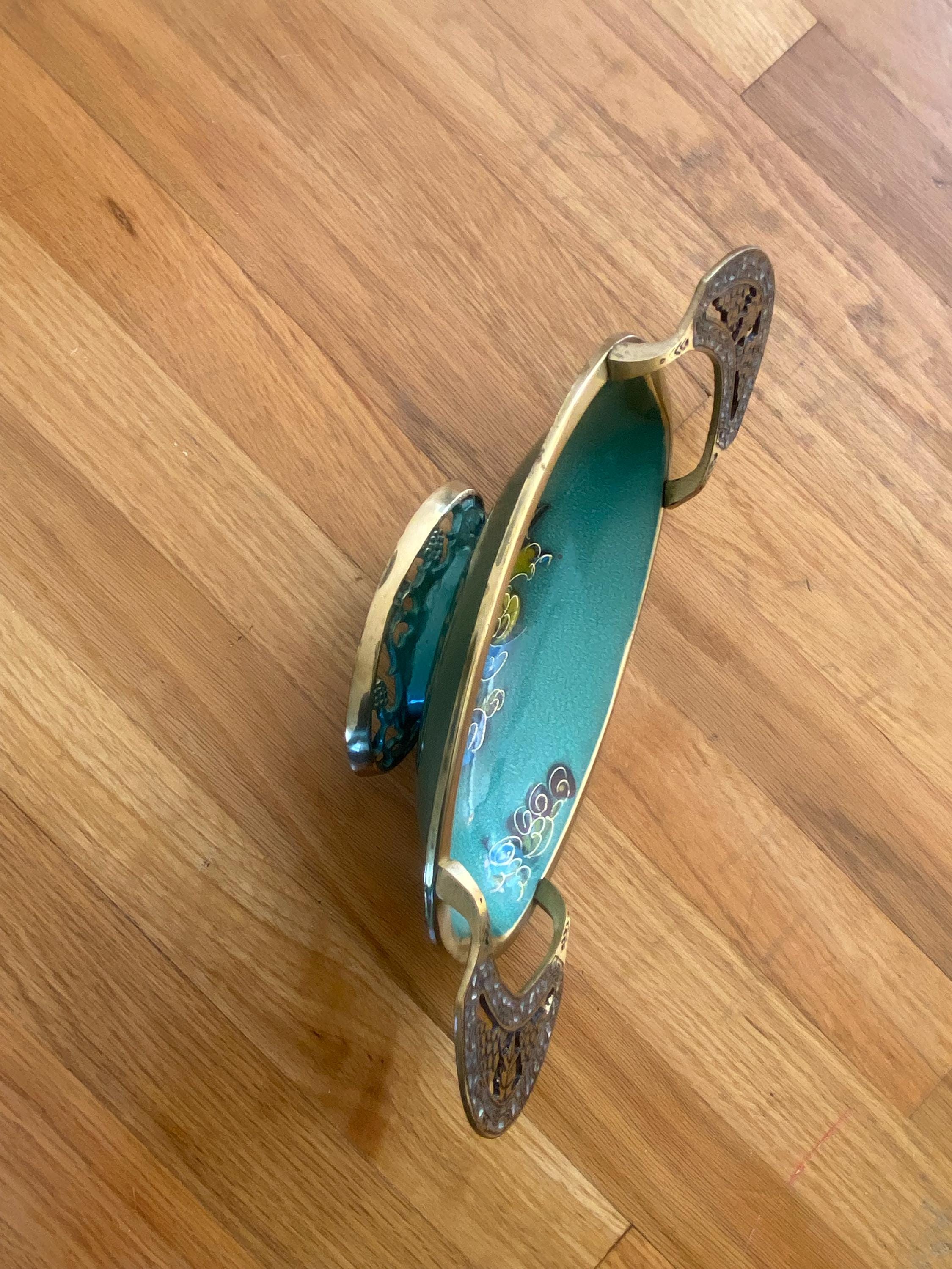 イスラエル　ユダ作　装飾ボウル 希少なヴィンテージイスラエルユダヤ教フルーツセンターボウルグリーン