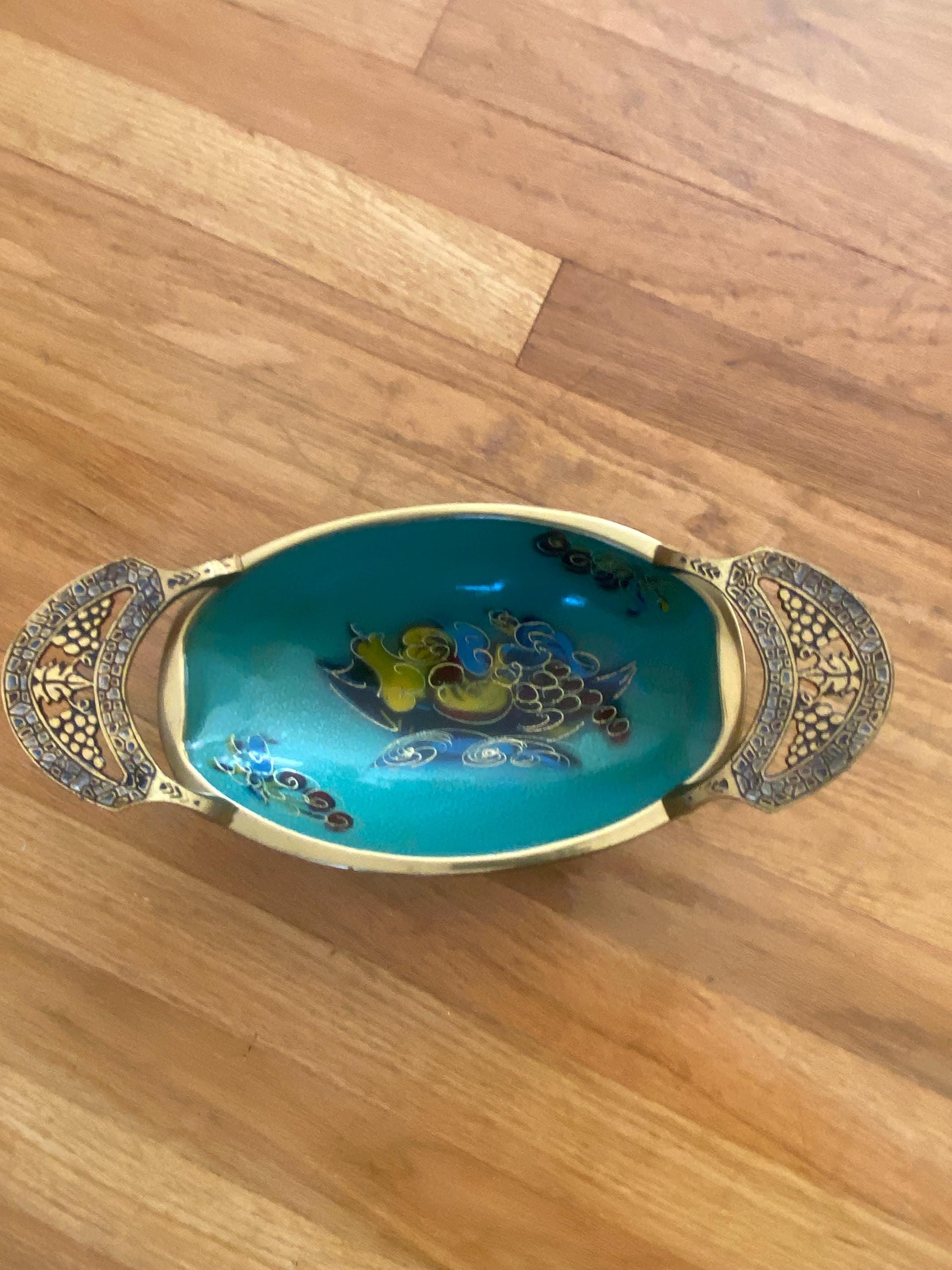 イスラエル　ユダ作　装飾ボウル 希少なヴィンテージイスラエルユダヤ教フルーツセンターボウルグリーン