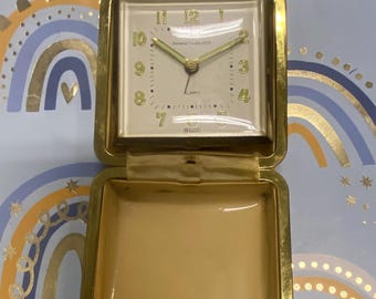 Swiza 7 Jewels Travel Alarm Clock: 1960s Swiss Made (non-working