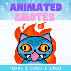 Funny Derpy Fire Angry Animated Emotes for Twitch, YouTube, Kick, Discord | Instant Digital Download | Kpop Demon Hunters Blue Cat Tiger