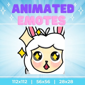 Animated Kawaii Llama Emotes for Twitch, Kick, Discord, Etc: Sparkling Eyes (Digital Download)
