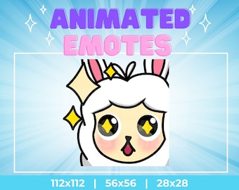 Animated Kawaii Llama Emotes for Twitch, Kick, Discord, Etc: Sparkling Eyes (Digital Download)