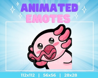 Kawaii Pink Axolotl Animated Emotes for Twitch, YouTube, Discord (Digital Download)