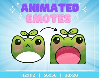 Kawaii Frog Pop Cat Animated Emotes: Twitch/Discord Stickers (Digital Download)