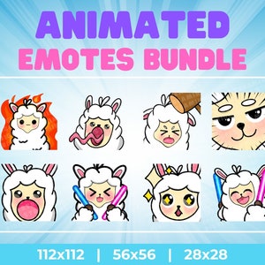 BUNDLE: Animated Kawaii Llama Emotes for Twitch, Kick, Discord, etc (Digital Download)