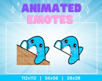 Kawaii Blue Shark Bongo Cat Animated Emotes: Twitch, Discord, YouTube, Kick (Digital Download)