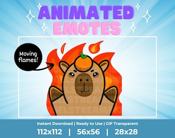 Kawaii Animated Capybara Emote: Hellmo Fire 'This is Fine' (GIF Transparent)