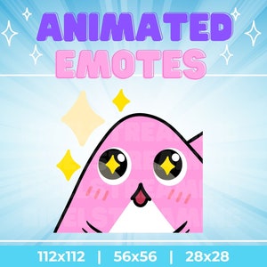 Animated Kawaii Blue Shark Sparkle Eyes Twitch, YouTube, Kick, Discord Emotes & Stickers | 2 versions | GIF Transparent | Ready to Use Memes