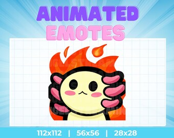 Kawaii Animated Axolotl Emote: Yellow Hellmo Fire Meme (Digital Download)