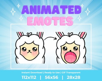Kawaii Llama Pop Cat Animated Emotes: Twitch, Discord, Kick, Etc (Digital Download)