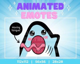 Kawaii Light Blue Shark Lick Tongue Animated Emote (Digital Download)