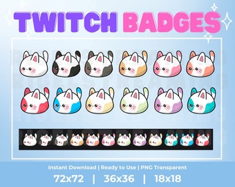 Kawaii Cat Sub Badges, Twitch, YouTube, Discord Emotes (Digital Download)