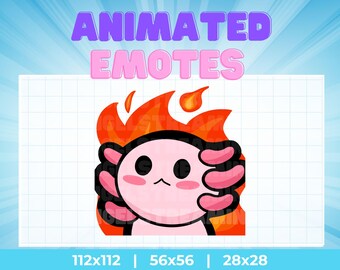 Kawaii Axolotl Fire Meme Emote: Animated Pink Hellmo (Digital Download)