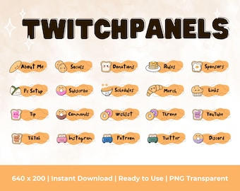 Kawaii Pastries Twitch Panels | Cute Doodle Set (Digital Download)
