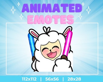 Kawaii Animated Llama Rave Emotes: Twitch, Discord, Kick, Etc (Digital Download)