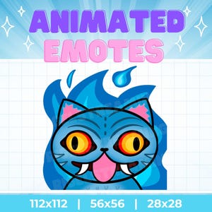 Funny Derpy Blue Fire Angry Animated Emotes for Twitch, YouTube, Kick, Discord | Instant Digital Download | Kpop Demon Hunters Tiger Cat