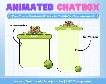 Kawaii Frog Animated Chat Box: Streaming Overlay (Digital Download)