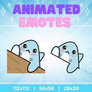 Kawaii Shark Bongo Cat Animated Emotes: Twitch, YouTube, Discord (Digital Download)