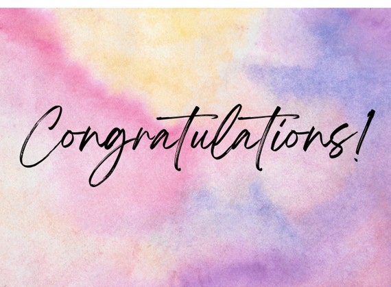 Printable 5" x7" Congratulations card, bright watercolors