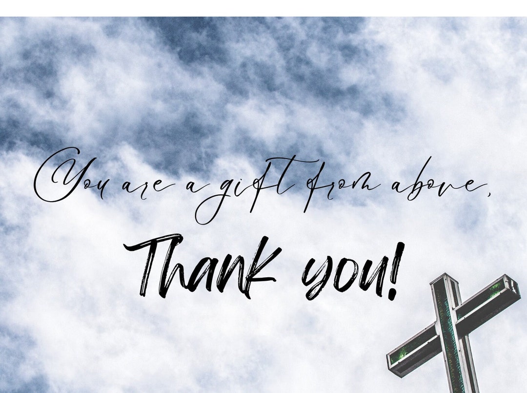 Printable 5" X7" Thank You Card, Cross and Sky Background - Etsy