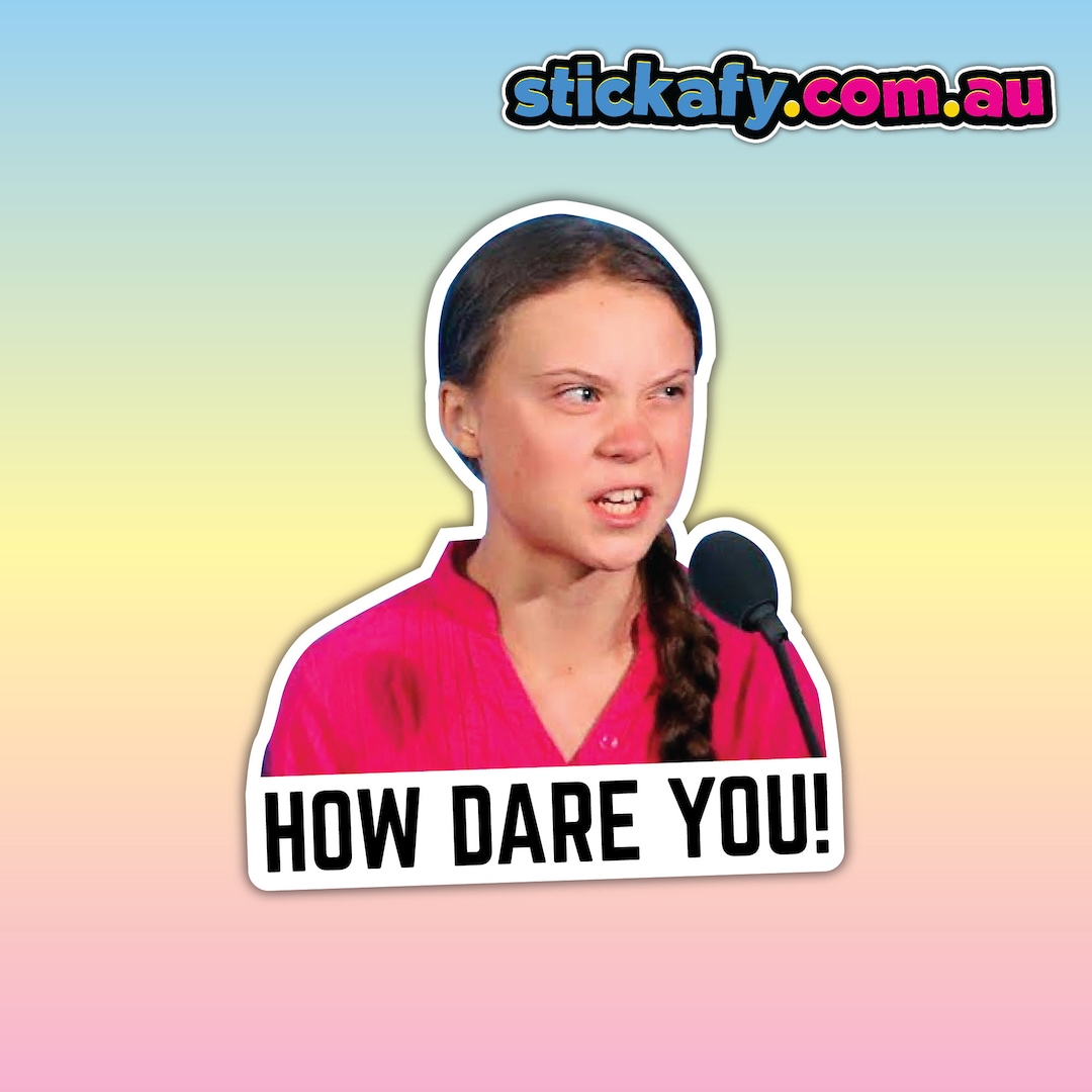 Greta Thunberg How Dare You! Sticker - Waterproof Vinyl Sticker ...