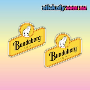 Bundaberg Rum 2 Stickers per order - Waterproof Vinyl Sticker | Aussie Funny Meme Bogan Australia 4x4 4WD Boat Car Window Bumper Decal Bundy