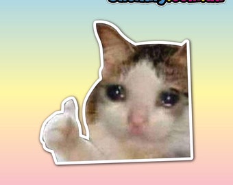 Sad Boi Cat Sticker - Waterproof Vinyl Sticker | Aussie Funny Meme Bogan Australia 4x4 4WD Boat Car Window Bumper Decal