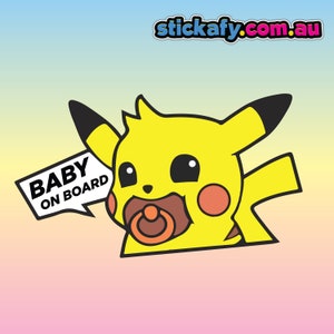 Baby On Board Baby Pikachu - Wodoodporna naklejka winylowa | Aussie Funny Meme Bogan Australia 4x4 4WD Boat Car Window Bumper Decal