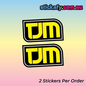 TJM x2 Sticker - Waterproof Vinyl Sticker | Aussie Funny Meme Bogan Australia 4x4 4WD Boat Car Window Bumper Decal